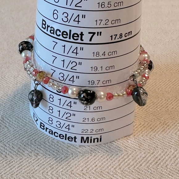 Handmade Skull & Roses Whimsical Necklace, Bracelet & Earrings Set Coral Peach - Picture 15 of 17